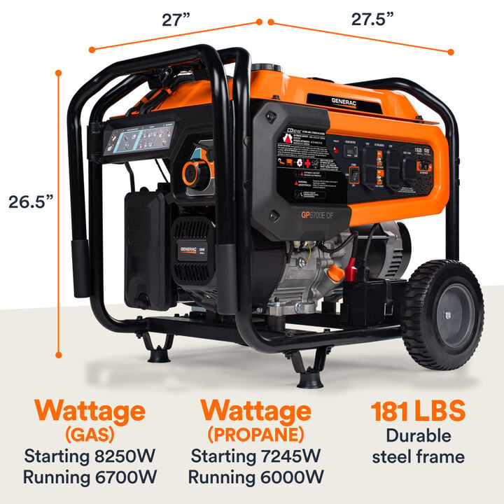 Generac 8250 Watt Dual Fuel 50-State Portable Generator with COsense Technology, large image number 6