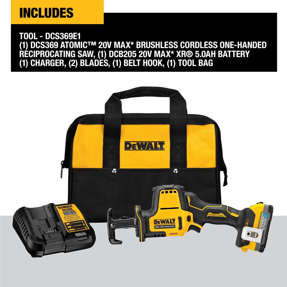 DEWALT ATOMIC 20V MAX One Handed Reciprocating Saw POWERSTACK Kit, large image number 6