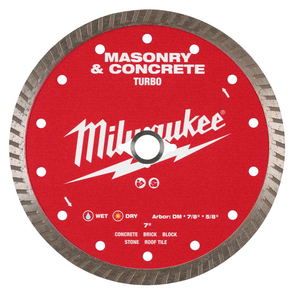 Milwaukee 7 Inch Turbo Rim Diamond Blade for Concrete, Stone, and Brick, large image number 1