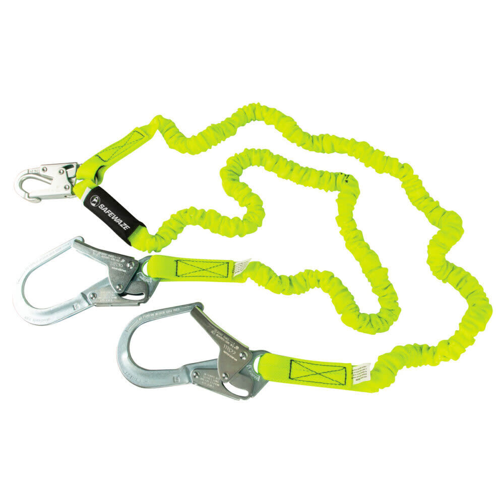 Safewaze PRO 6 Ft. Stretch Internal Energy Absorbing Lanyard: Dual Leg, Rebar Hooks, large image number 1