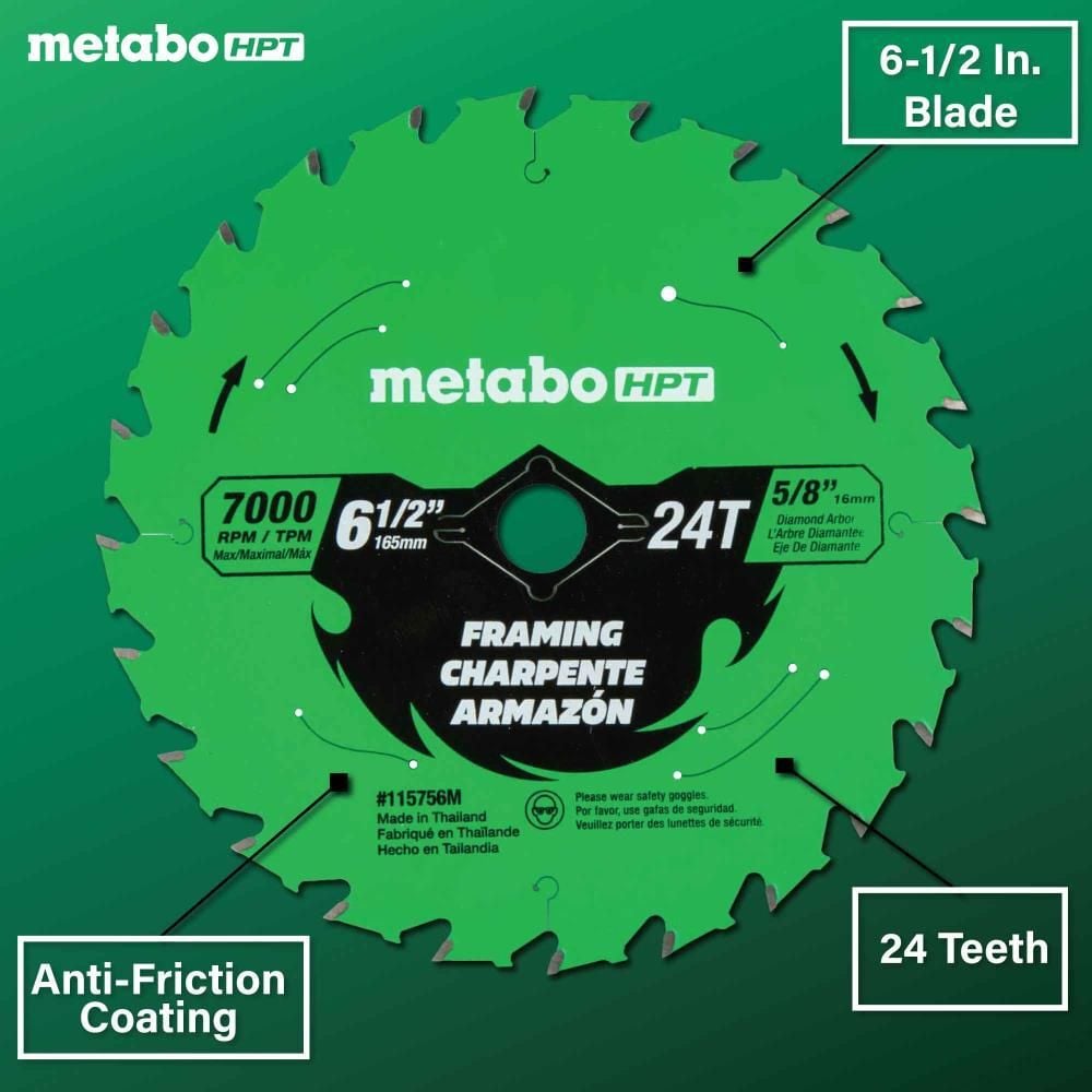 Metabo HPT Framing 6-1/2 Inch 24-Tooth Saw Blade, large image number 4