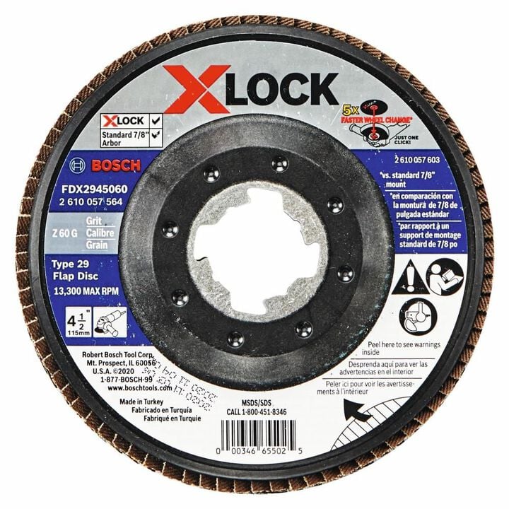 Bosch X LOCK Arbor Type 29 60 Grit Flap Disc 4 1/2in