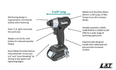 Makita 18V LXT Impact Driver Sub Compact (Bare Tool), large image number 1