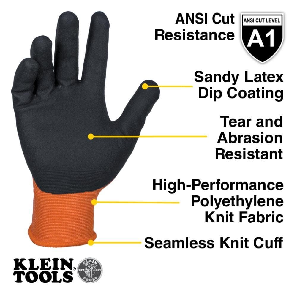 Klein Tools Winter Knit Dip Gloves, Cut A1, L, large image number 2
