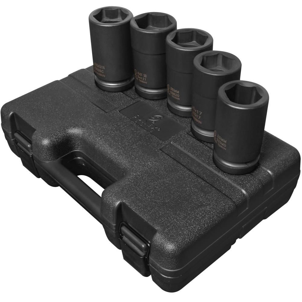 Sunex 5 pc. 1 In. Drive SAE & Metric Combination Budd Wheel Impact Socket Set, large image number 1