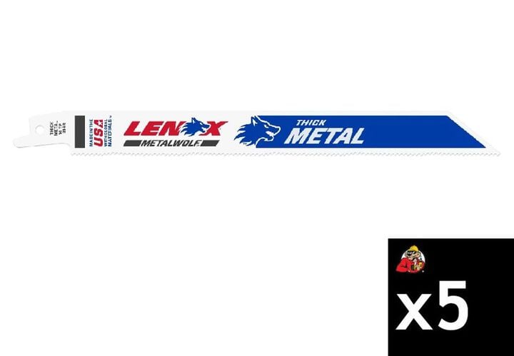Lenox 8 Inch 14 TPI METALWOLF WAVE EDGE Reciprocating Saw Blade, 5 Pieces
