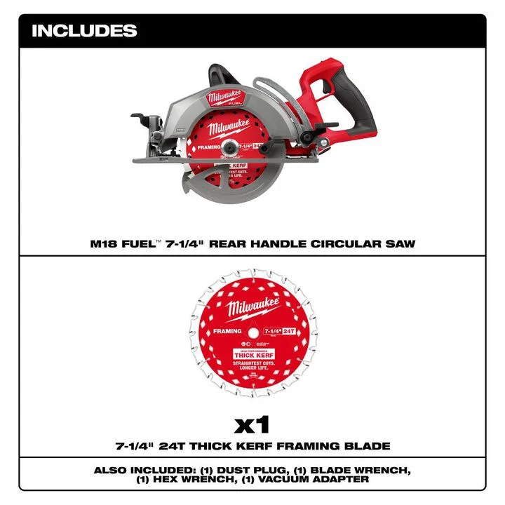 Milwaukee M18 FUEL 7-1/4 Inch Rear Handle Circular Saw (Bare Tool), large image number 2