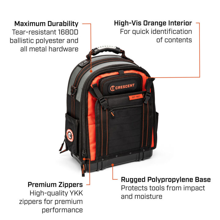 Crescent Promotional Tradesman Tool-Bag 18 Inch Zippered Backpack, large image number 1