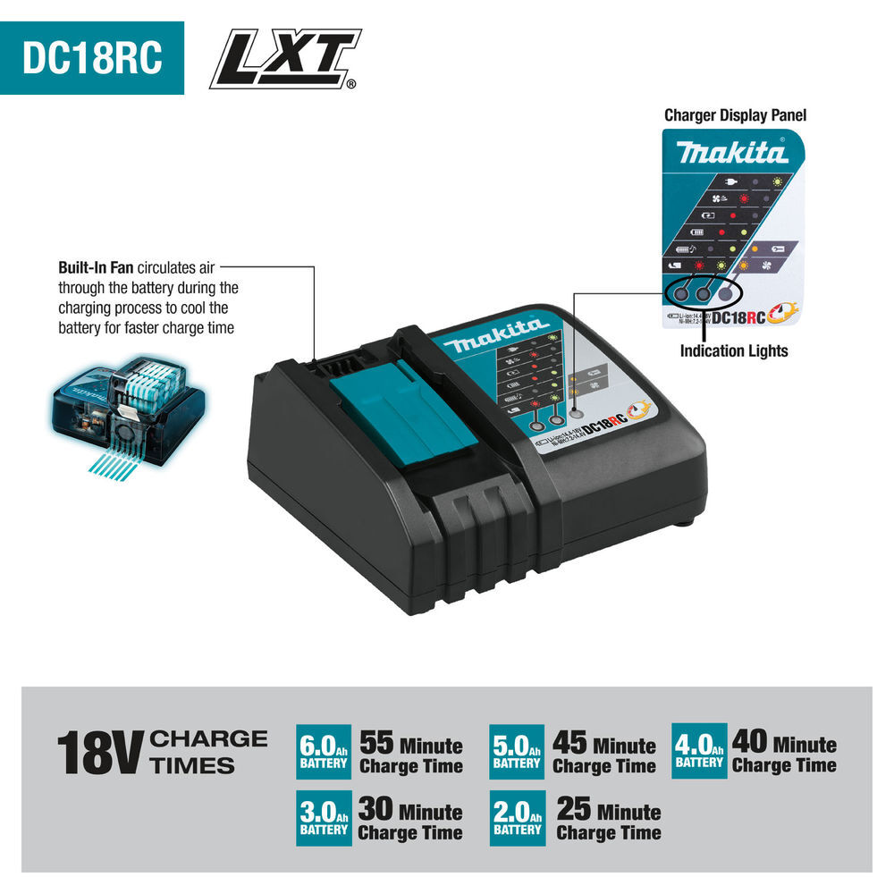 Makita 18V LXT LithiumIon 5.0Ah Battery Pack with Fuel Indicator and Charger Starter Kit, large image number 8