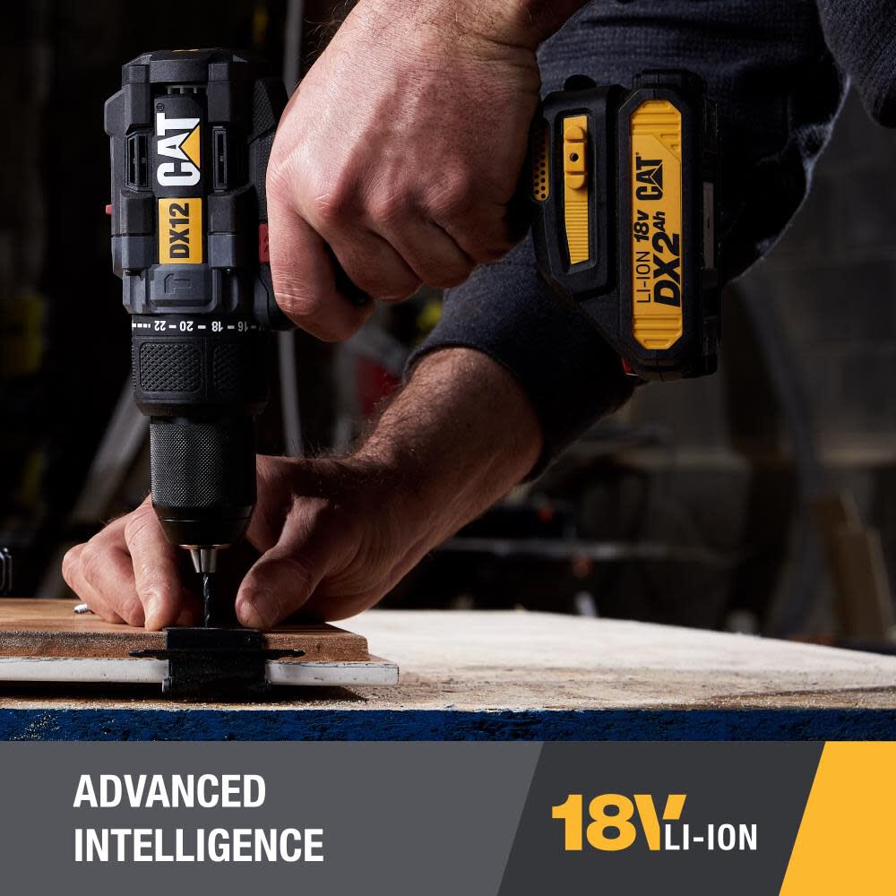 CAT 18V 1/2 in Cordless Hammer Drill with Two Batteries and Charger ...