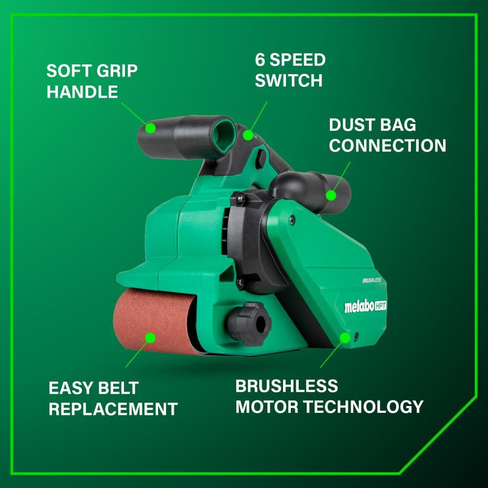Metabo HPT 36V MultiVolt Cordless Brushless 3 Inch x 21 Inch Belt Sander (Bare Tool), large image number 3