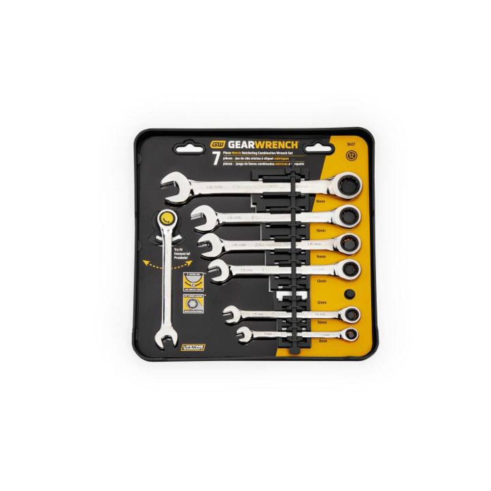 GEARWRENCH Combination Ratcheting Wrench Set 7 Pc. Metric, large image number 2
