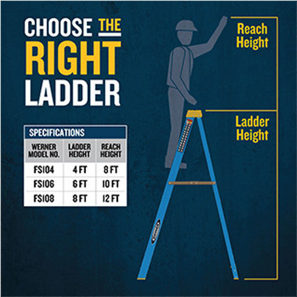 Werner 4 Ft Type I 250 LB Fiberglass Step Ladder, large image number 2