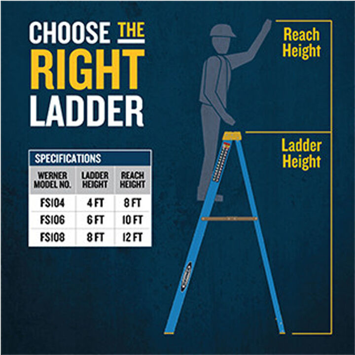 Werner 4 Ft Type I 250 LB Fiberglass Step Ladder, large image number 1