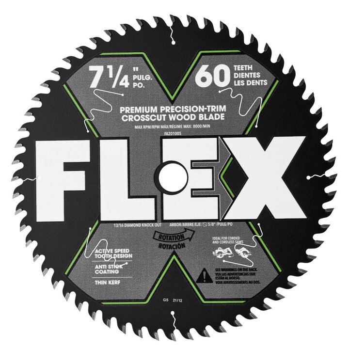 FLEX 7-1/4 Inch 60T Premium Precision Trim/Crosscut Wood Blade, large image number 1