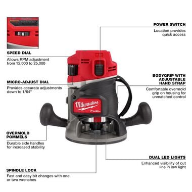 Milwaukee M18 FUEL 1/2 in Router (Bare Tool), large image number 3