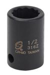 Sunex 3/8-Inch Drive 1/2-Inch 12-Point SAE Standard Impact Socket, small image number 1