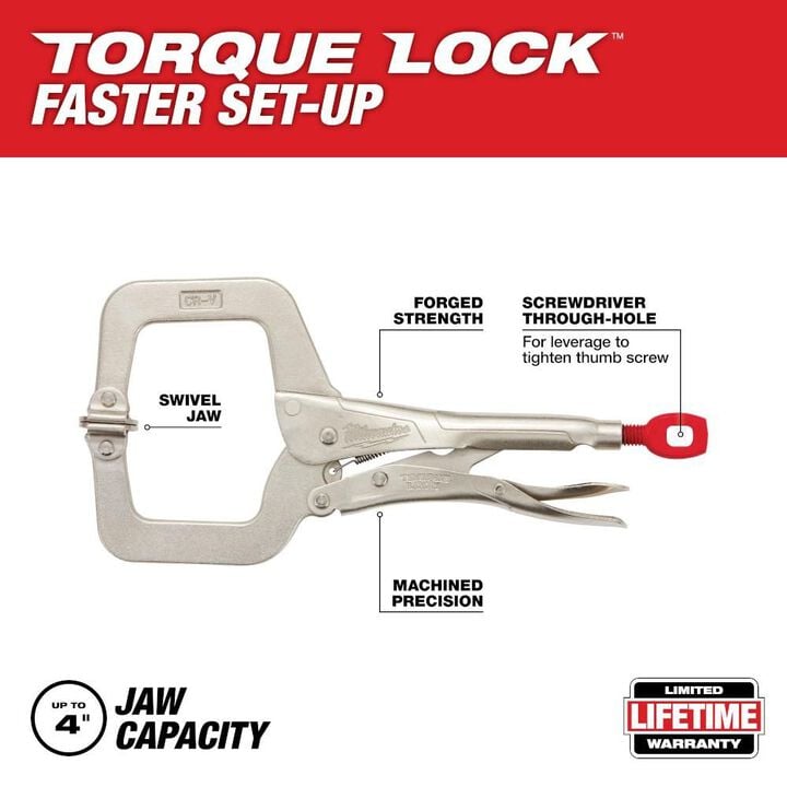 Milwaukee 11 in. TORQUE LOCK Locking C-Clamp With Swivel Jaws, large image number 1