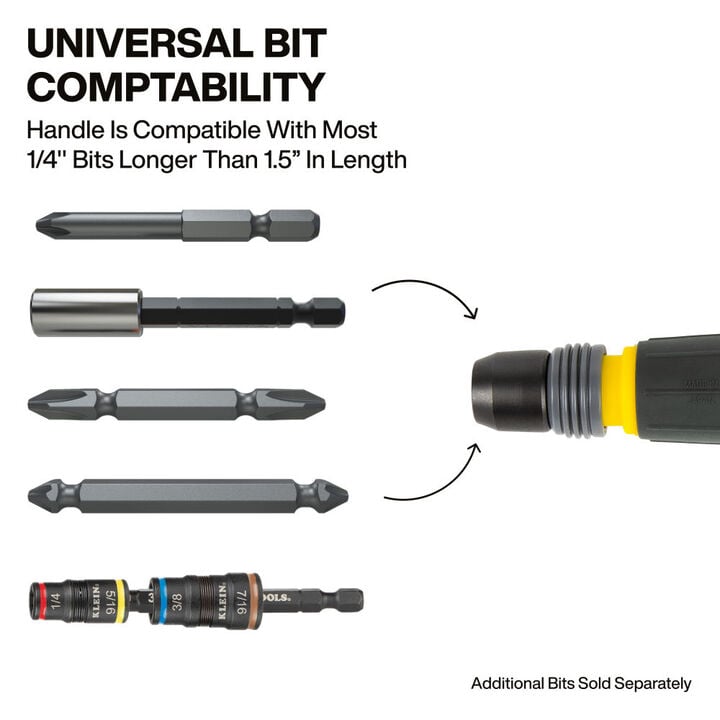 Klein Tools Fastbit Tru-Grip Screwdriver, Phillips, Slotted Bits, large image number 2