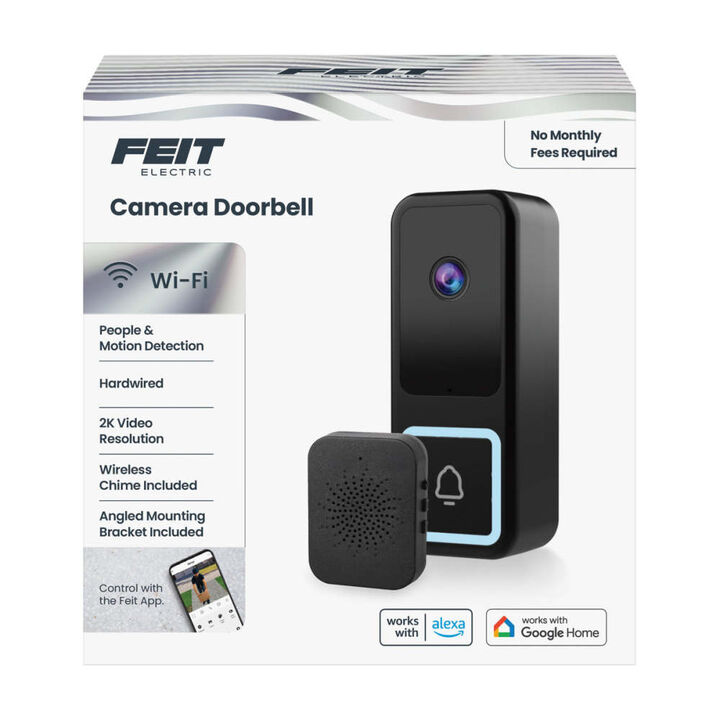 Feit Electric Hardwired 2.4 GHz Wireless Wi-Fi AI Smart Video-Enabled Doorbell, large image number 1