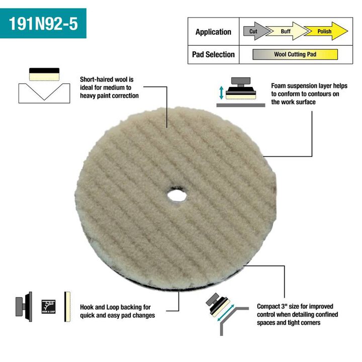 Makita Cutting Pad Hook and Loop Short Haired Wool 3in, large image number 4