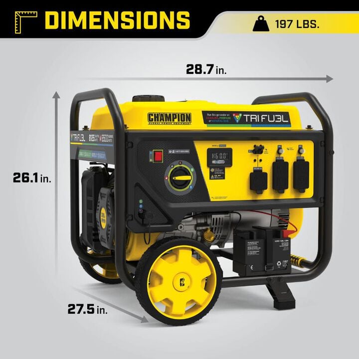 Champion Power Equipment 8125-Watt Electric Start Tri-Fuel 49 State Portable Generator, large image number 7