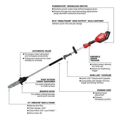Milwaukee M18 FUEL 10inch Pole Saw Kit with QUIK-LOK, large image number 3