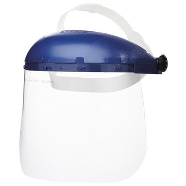Sellstrom Single Crown Safety Face Shield with Pin-Lock Headgear Polycarbonate Window Clear Tint Uncoated Blue Crown