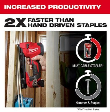 Milwaukee M12 Cable Stapler (Bare Tool) with 1inch Staples 600qty Bundle, large image number 5