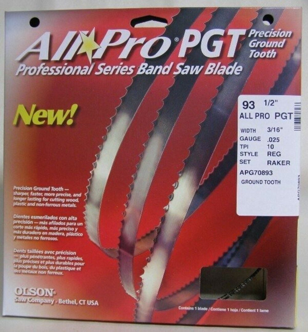 Olson Saw Company 3/16 025 10 REG 93 1/2In AllPro PGT Band Saw Blade, large image number 2