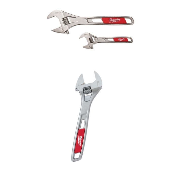 Milwaukee 2 Piece 6 Inch and 10 Inch Wrench Set, 8 Inch Adjustable Wrench Bundle