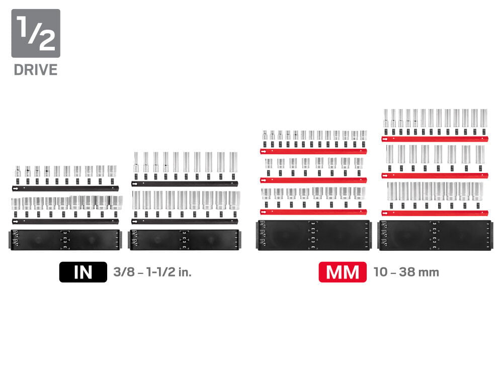 Tekton 1/4, 3/8, 1/2 Inch 12 Point Socket Set, Rails and Trays (214 Pieces), large image number 4