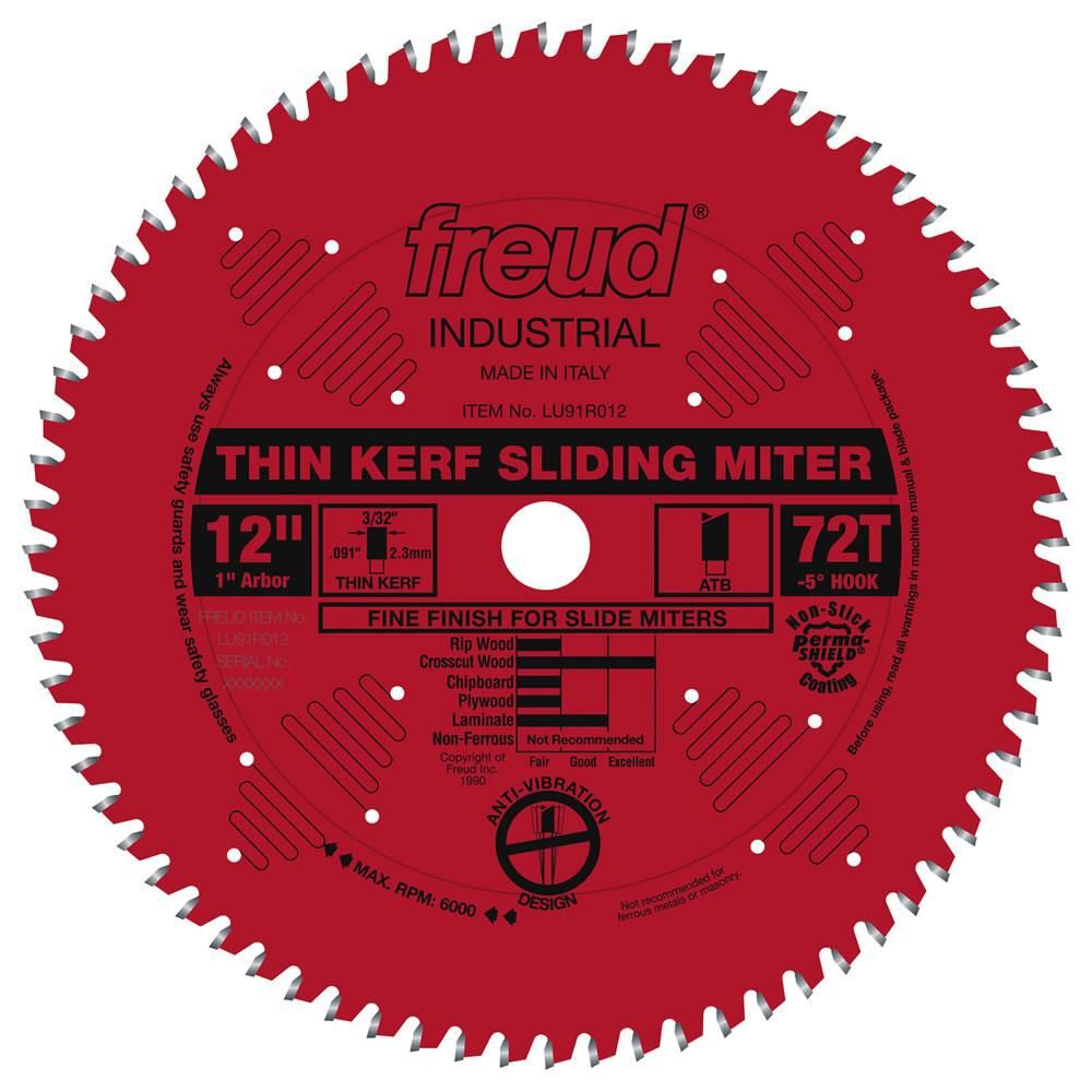 Freud 12in Thin Kerf Sliding Compound Miter Blade with Perma-SHIELD Coating, large image number 1