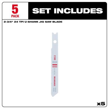 Milwaukee 2-3/4 in. 24 TPI Bi-Metal Jig Saw Blades 5PK, large image number 2