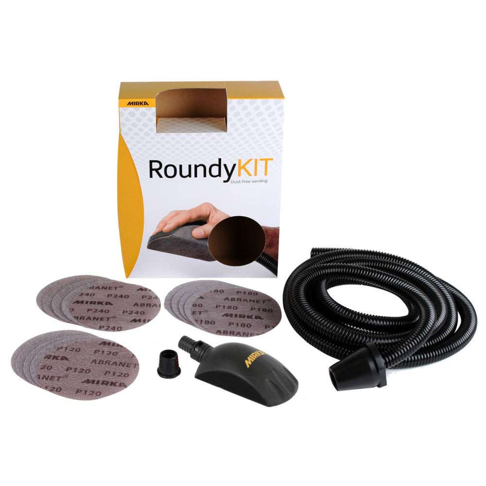 Mirka 6 Inch Diameter Black Dust-Free Roundy Sanding Block Kit, large image number 1