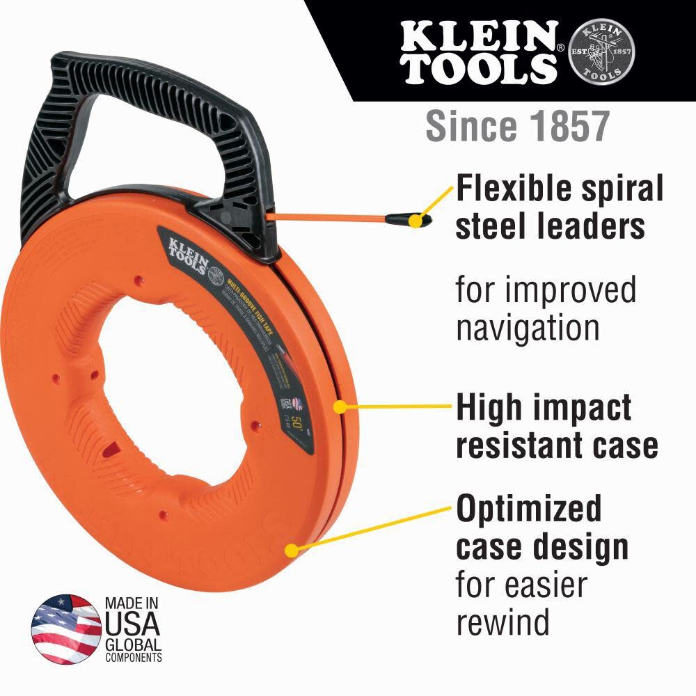 Klein Tools 50' Multi-Groove Fiberglass Fish Tape, large image number 2