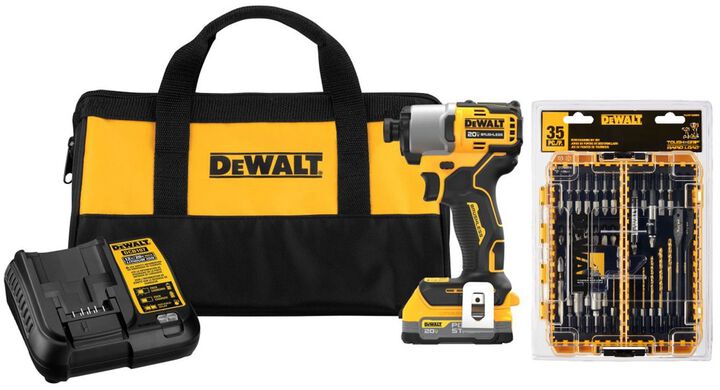 DEWALT 20V MAX* XTREME Brushless 1/4 Inch Impact Driver Drill Kit & Rapid Load Accessory Set with Toughcase Bundle