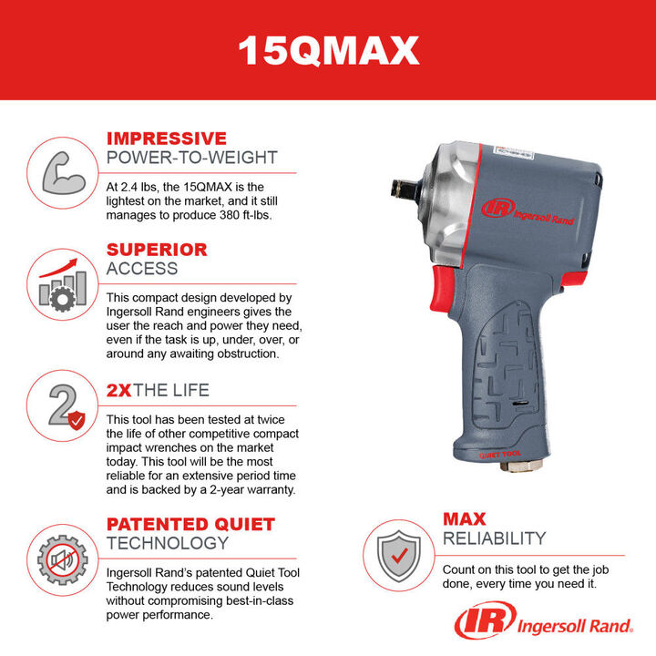 Ingersoll Rand 3/8 Inch Compact Pistol Grip Air Impact Wrench, 475 Ft-Lb, large image number 7