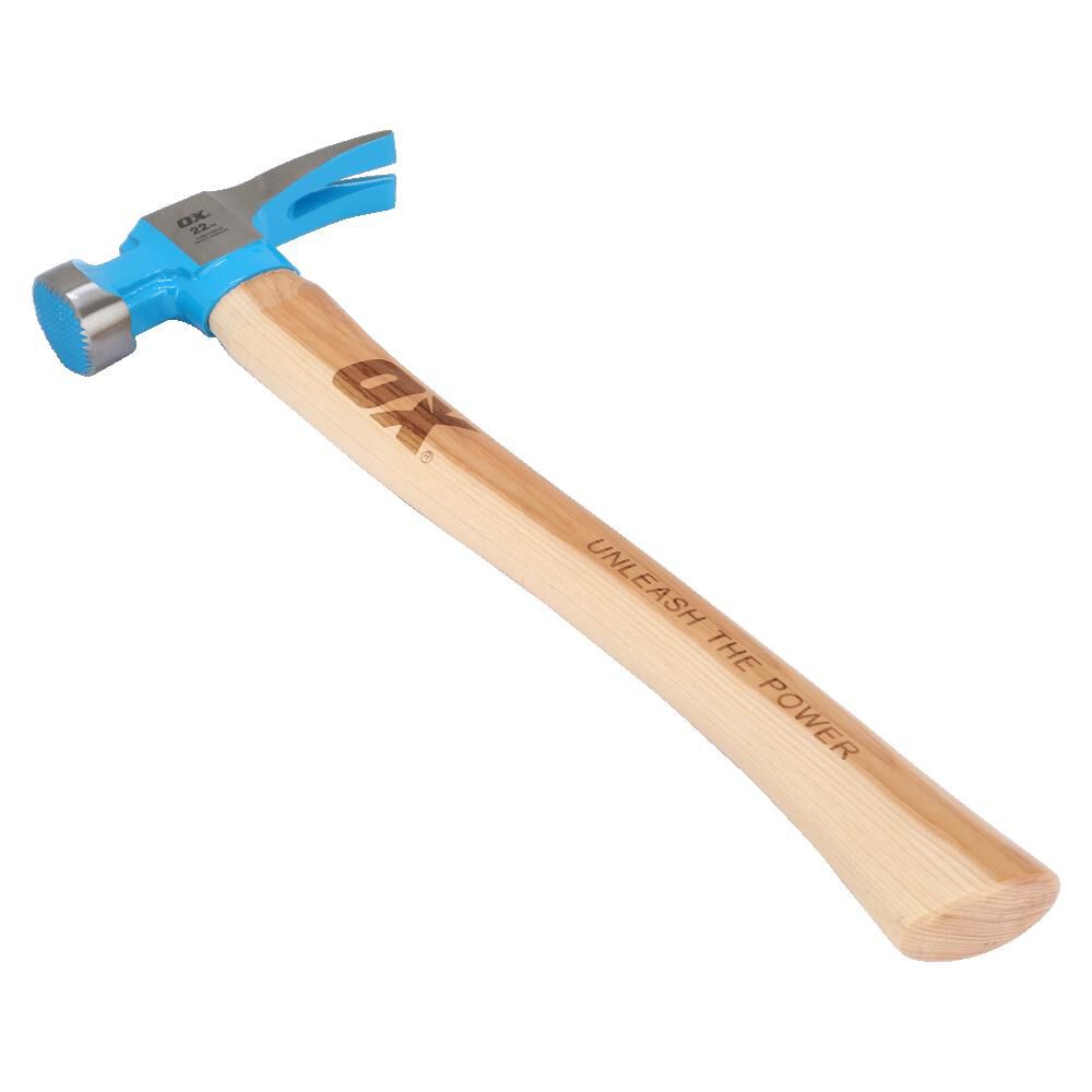Ox Tools Pro 22 Ounce Milled Face Framing Hammer with Curved Hickory Handle, large image number 1