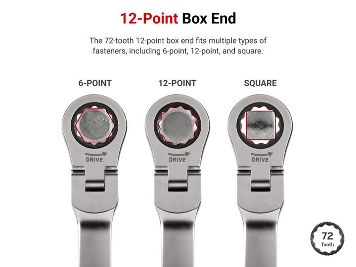 Tekton Fixed/Flex Ratcheting Box End Wrench Set, (1/4-1 Inch, 6-24 mm), large image number 4