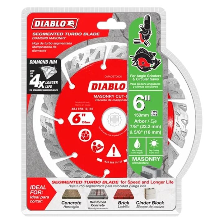 Diablo Tools 6 Inch Segmented Turbo Rim Diamond Cut-Off Blade for Masonry, large image number 1