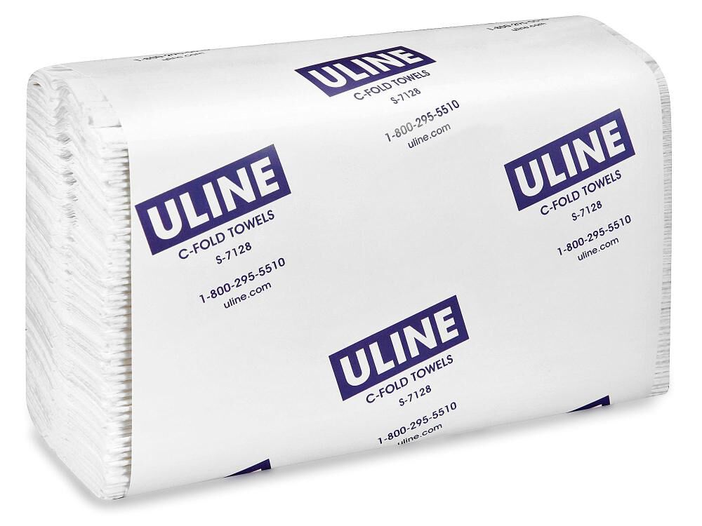 Uline 10 x 13 Inch 1-Ply Deluxe C-Fold Towel, 2400 Sheets, large image number 2