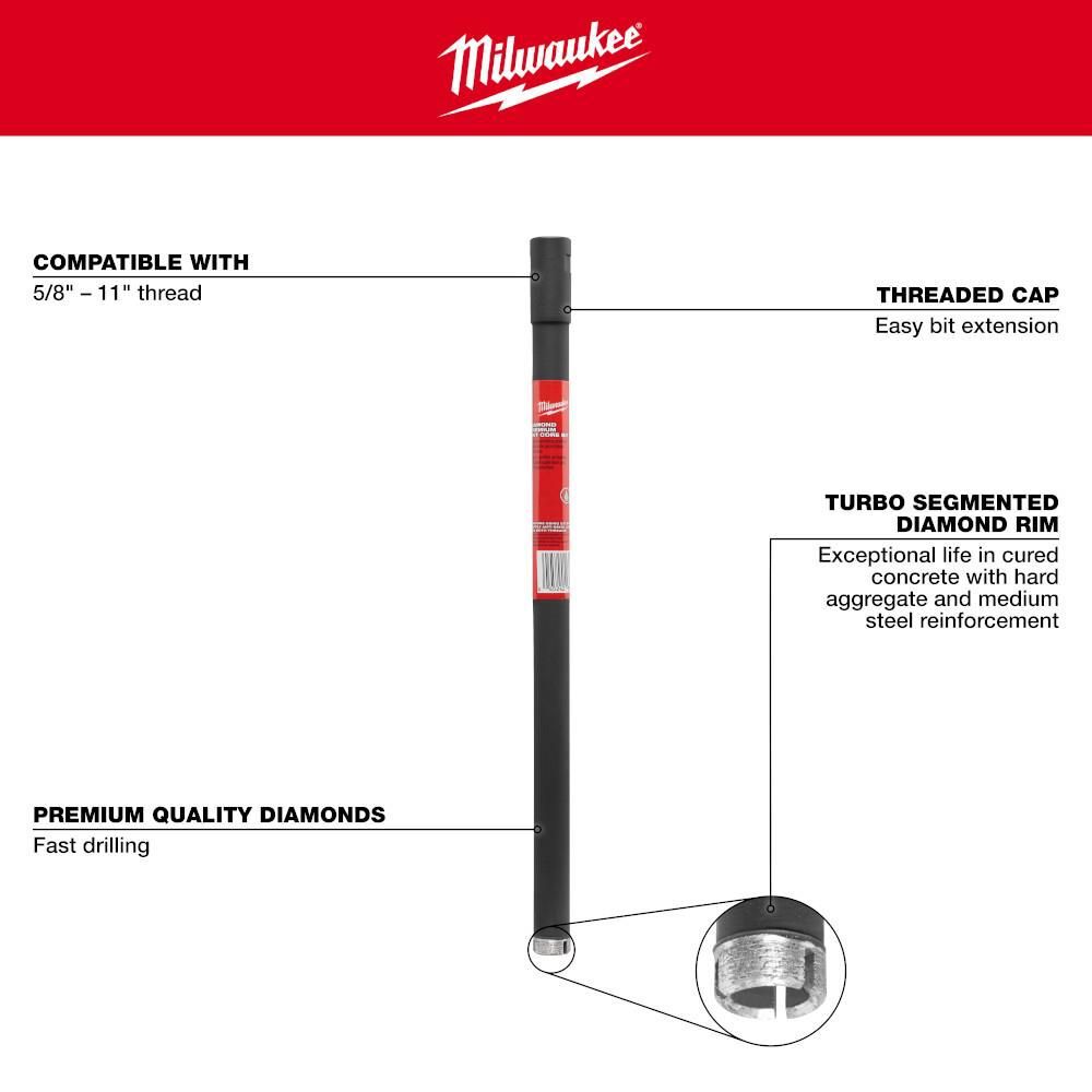 Milwaukee 1-1/4 in. Diamond Premium Wet Core Bit, large image number 4