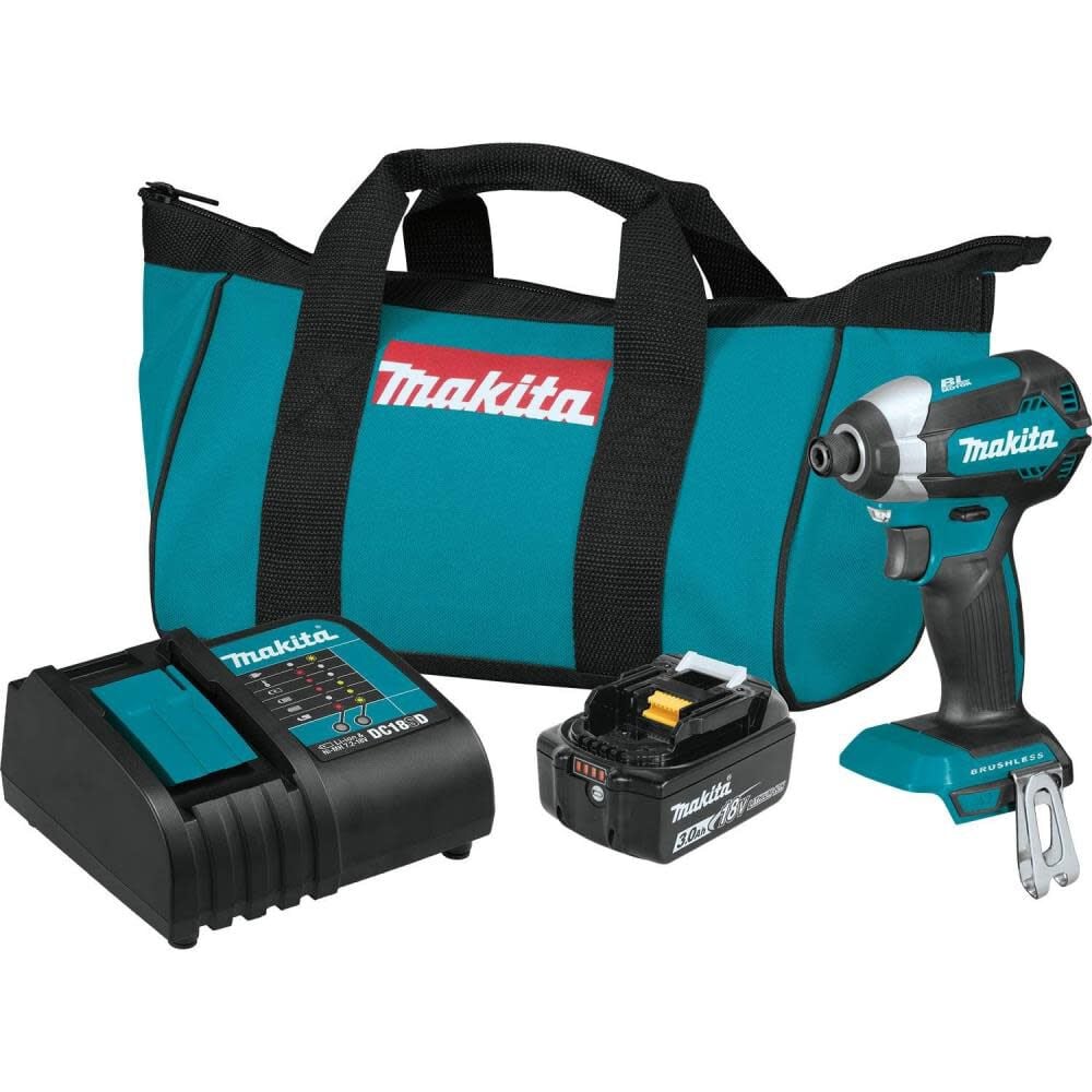 Makita 18V LXT Lithium-Ion Brushless Cordless Impact Driver Kit (3.0Ah) – XDT131