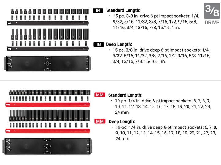 Tekton 1/4, 3/8, 1/2 Inch 6 Point Impact Socket Set, 230 Pieces, large image number 6