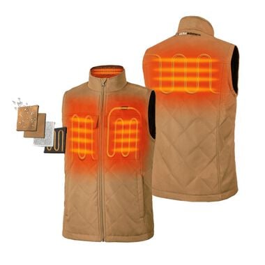 GEARWRENCH Mens Khaki Heated Quilted Vest Kit Medium