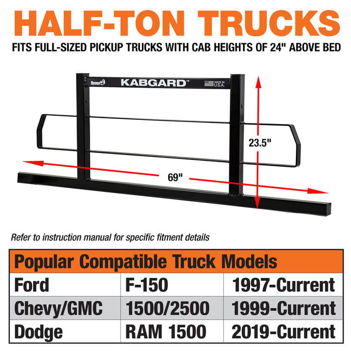Buyers Products Company 69 Inch KabgardHeavy-Duty Steel Pickup Truck Headache Rack Bundle with Standard Mounting Brackets, large image number 4