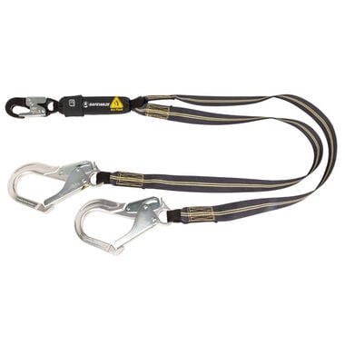Safewaze Arc Flash 6 Ft. Energy Absorbing Lanyard: Aramid, Dual Leg, Alu Rebar Hooks