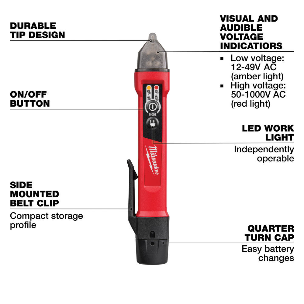 Milwaukee Dual Range Voltage Detector with LED, large image number 3