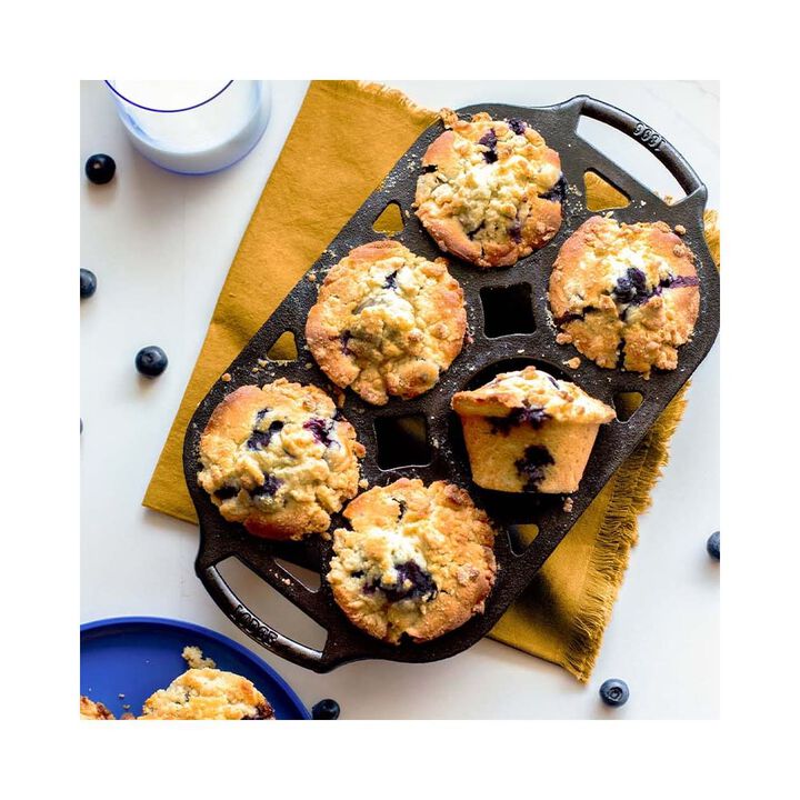 Lodge Cast Iron 7 x 13 Inch L 6 Slot Black Seasoned Cast Iron Muffin Pan, large image number 3